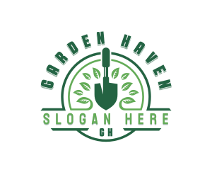 Garden Shovel Leaf logo design