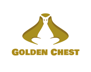 Golden Kangaroo Sitting logo design