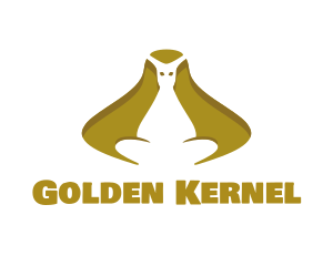 Golden Kangaroo Sitting logo design