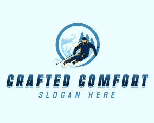 Adventure Snow Skier logo design