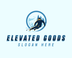 Adventure Snow Skier logo design