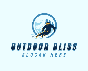 Adventure Snow Skier logo design