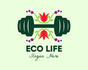 Natural Eco Barbell logo design