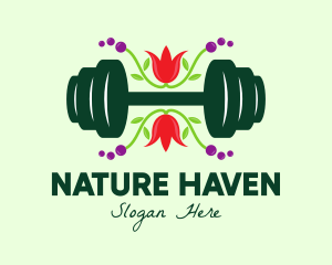 Natural Eco Barbell logo design