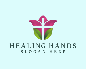 Medical Tulip Cross logo design