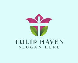 Medical Tulip Cross logo design