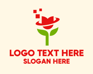 Modern Pixel Tulip Flower  logo