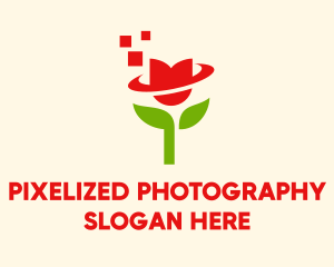 Modern Pixel Tulip Flower  logo design