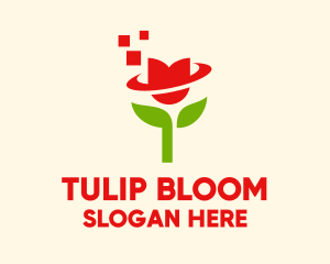 Modern Pixel Tulip Flower  logo design