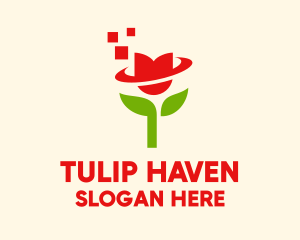 Modern Pixel Tulip Flower  logo design