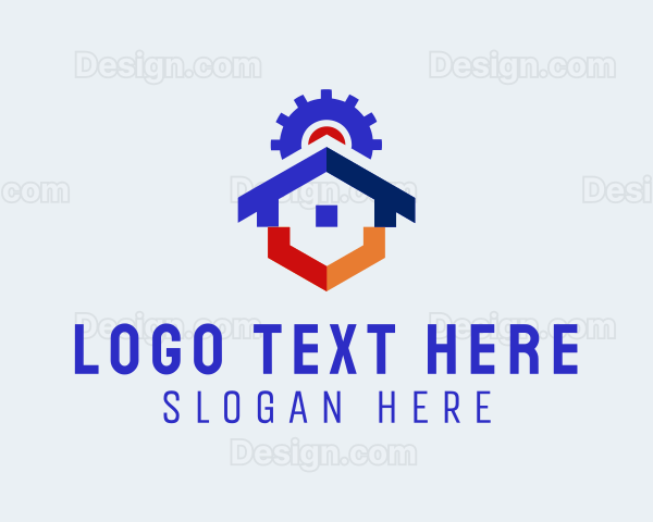 House Roof Repair Gear Logo