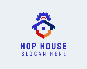 House Roof Repair Gear  logo design