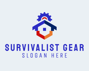 House Roof Repair Gear  logo design