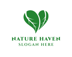 Natural Heart Leaves logo design