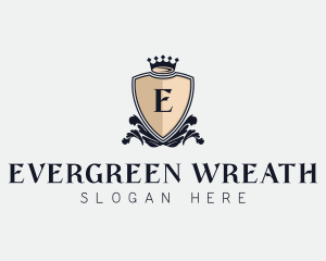 Shield Crown Wreath logo design