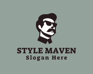 Man Moustache Barbershop logo design