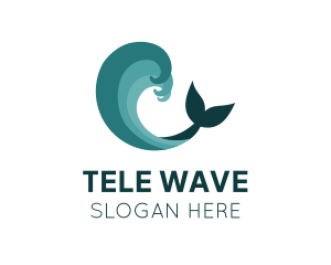 Waves Whale Fin logo design