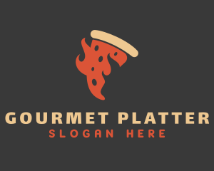 Flaming Pizza Gourmet logo design