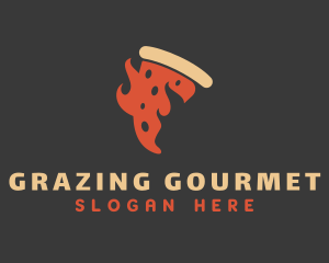 Flaming Pizza Gourmet logo design