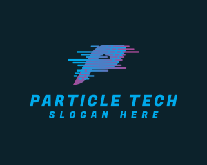 Tech Glitch Letter P logo design