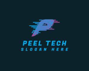 Tech Glitch Letter P logo design