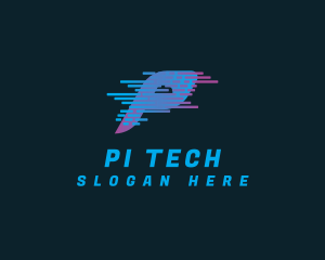 Tech Glitch Letter P logo design