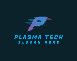 Tech Glitch Letter P logo design