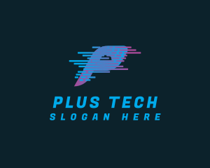 Tech Glitch Letter P logo design