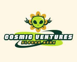 Flower Alien Martian logo design