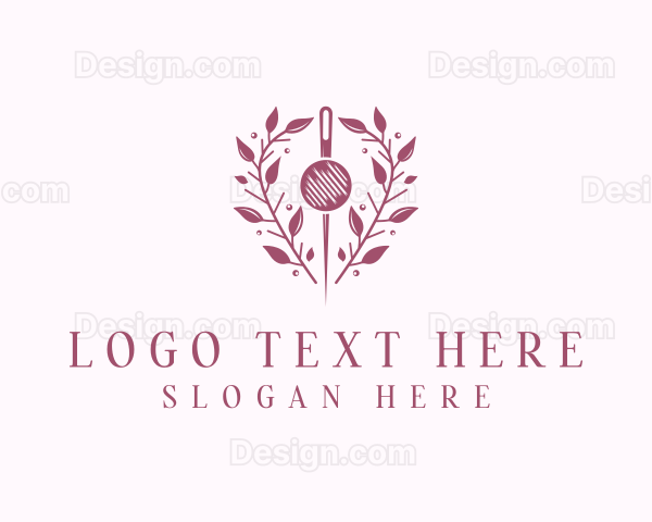 Pin Wreath Sewing Tailor Logo