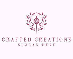 Pin Wreath Sewing Tailor logo design