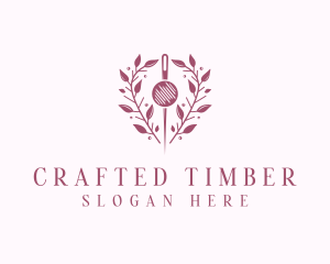 Pin Wreath Sewing Tailor logo design