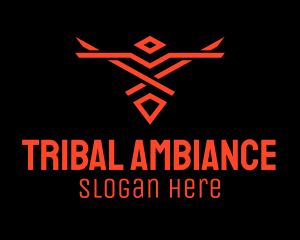 Red Tribal Bird Gaming logo design