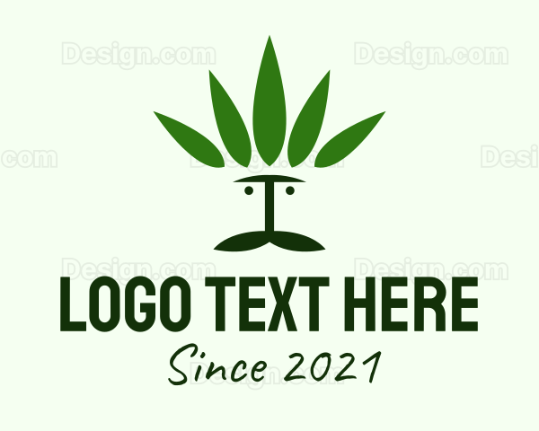 Weed Leaves Mustache Logo