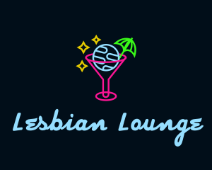 Neon Bar Drink Planet logo design