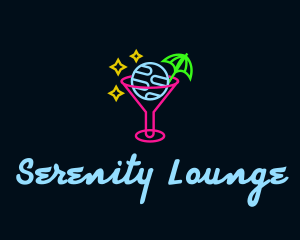 Neon Bar Drink Planet logo design