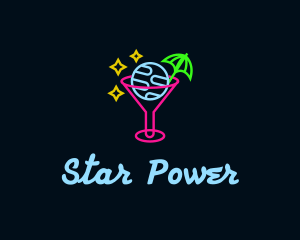 Neon Bar Drink Planet logo design