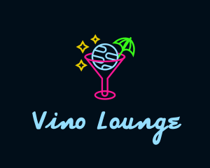 Neon Bar Drink Planet logo design