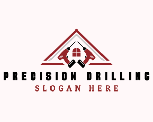 Drill Roof Carpentry logo design