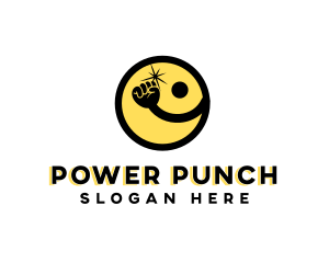 Cartoon Hand Punch Smiley logo