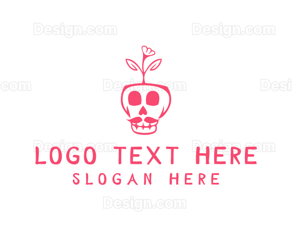 Skull Plant Flower Logo