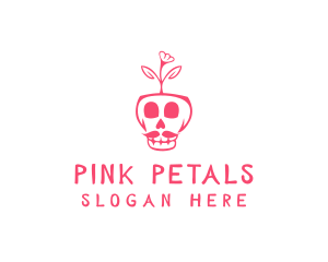 Skull Plant Flower logo design