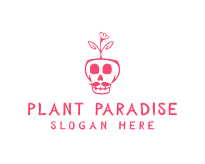 Skull Plant Flower logo design