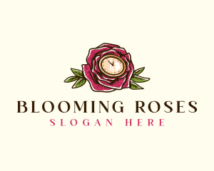 Rose Clock Floral logo design