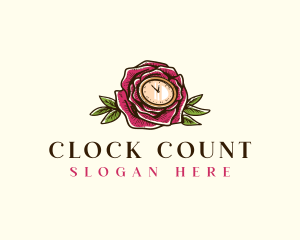 Rose Clock Floral logo design