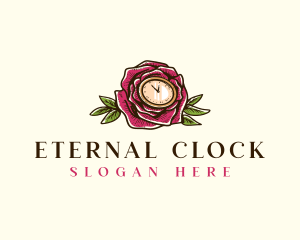 Rose Clock Floral logo design