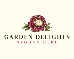 Rose Clock Floral logo design