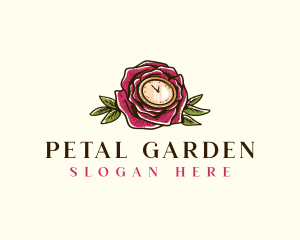 Rose Clock Floral logo design