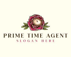 Rose Clock Floral logo design