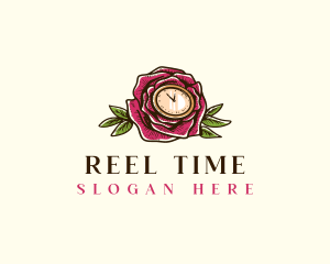 Rose Clock Floral logo design